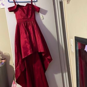 Red off the shoulder dress for homecoming or prom